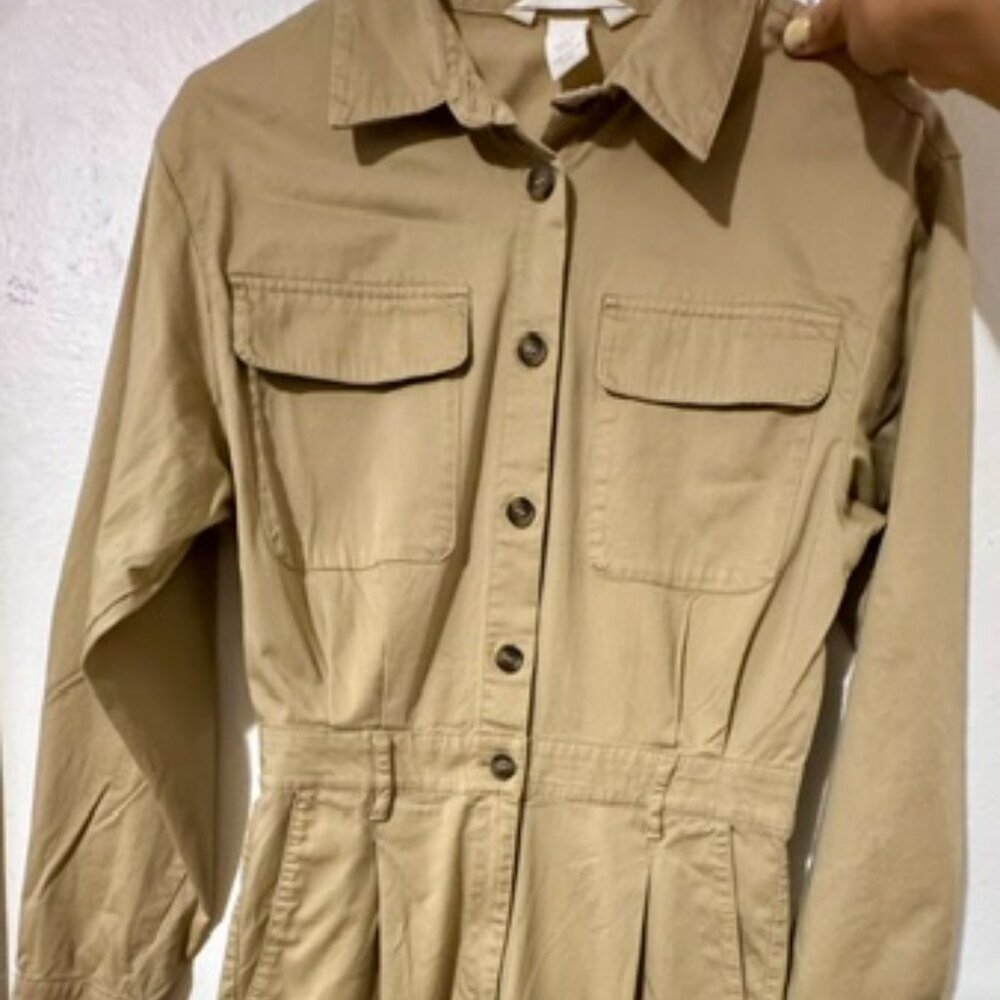 H&M Tan Long Sleeve Jumpsuit Size 4